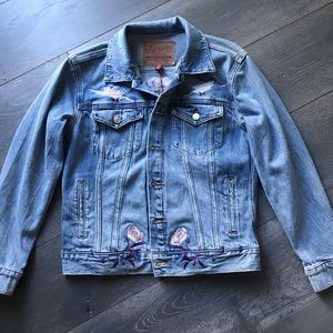 Luck Brand embroidered jean jacket